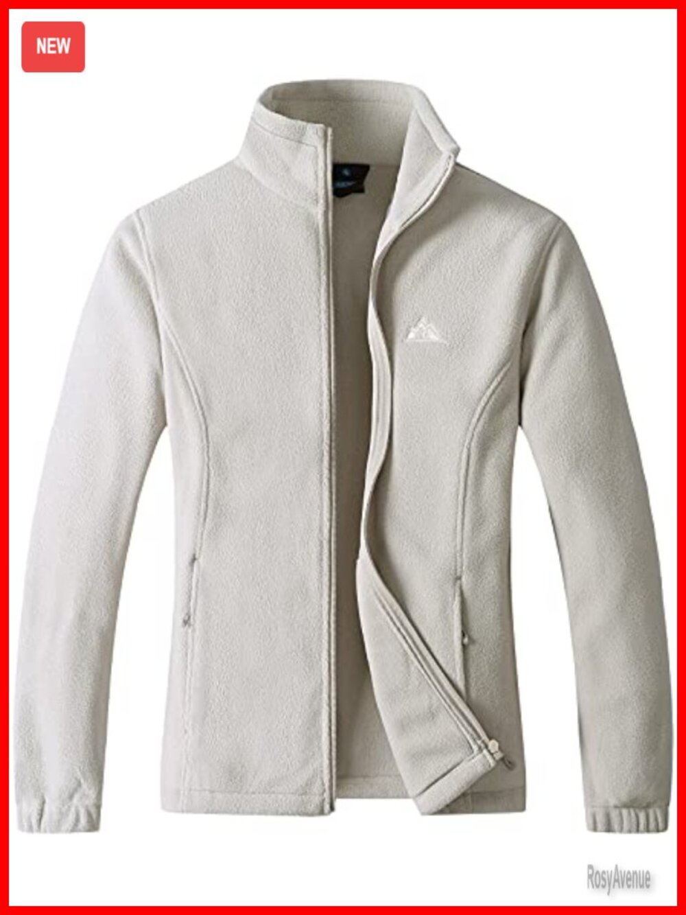 Polar Fleece Full Zip Jacket Stand Collar Zip Pockets Outdoor Coat